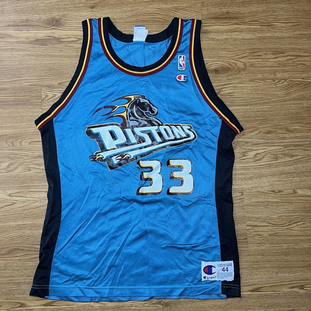 Vintage Champion Detroit Pistons Grant Hill #33 NBA Jersey Teal Size 44 L